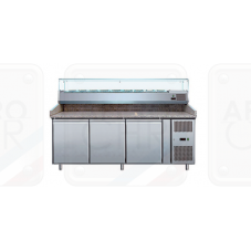 MEUBLE DE PREPARATION PIZZAS - DESSUS GRANIT MEUBLES FROIDS PZXX00TN-VRX380G