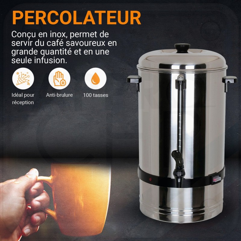 PERCOLATEUR A CAFE PROFESSIONNEL INOX 15l